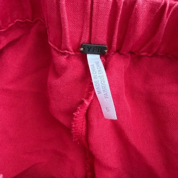 Young Fabulous & Broke Red Wide Leg Drawstring Pants Size S - Picture 3 of 5